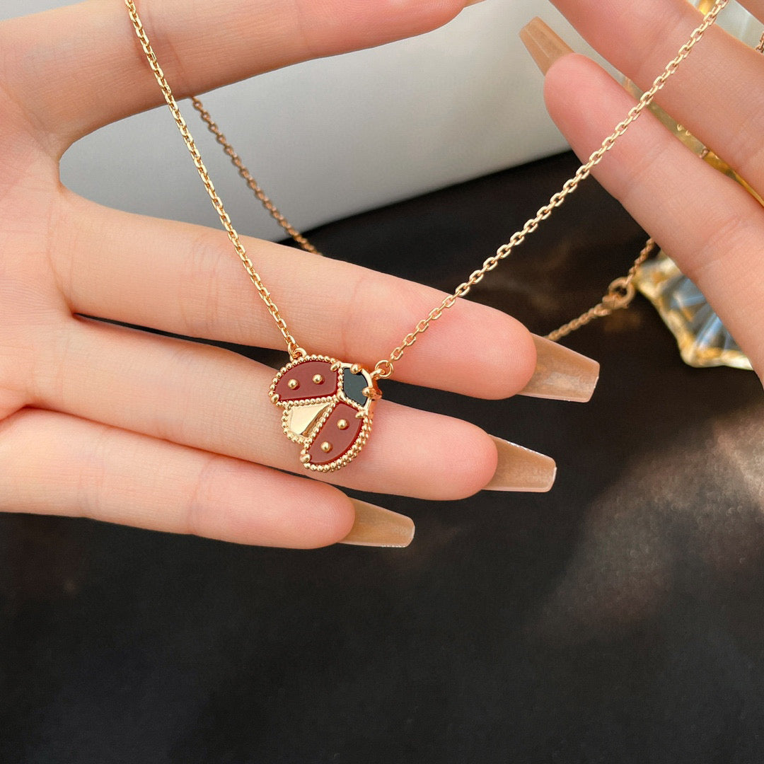[Favorite]LUCKY CARNELIAN LADYBUG CHARM NECKLACE