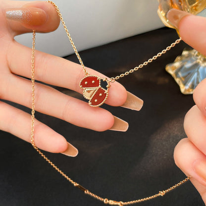 [Favorite]LUCKY CARNELIAN LADYBUG CHARM NECKLACE
