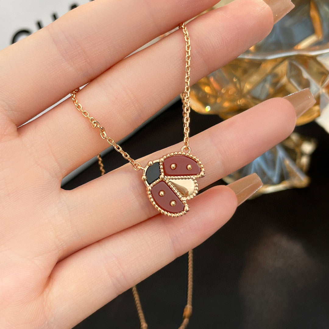 [Favorite]LUCKY CARNELIAN LADYBUG CHARM NECKLACE