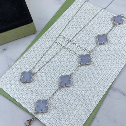 [Favorite]LUCKY CLOVER 5-MOTIF BRACELET - PURPLE CHALCEDONY COLLECTION