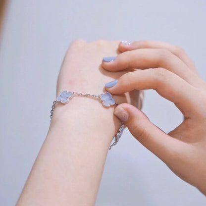 [Favorite]LUCKY CLOVER 5-MOTIF BRACELET - PURPLE CHALCEDONY COLLECTION