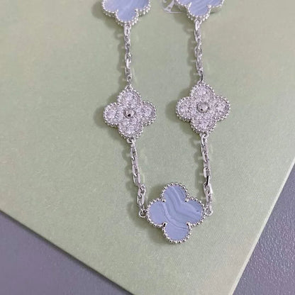 [Favorite]LUCKY CLOVER 5-MOTIF BRACELET - PURPLE CHALCEDONY COLLECTION