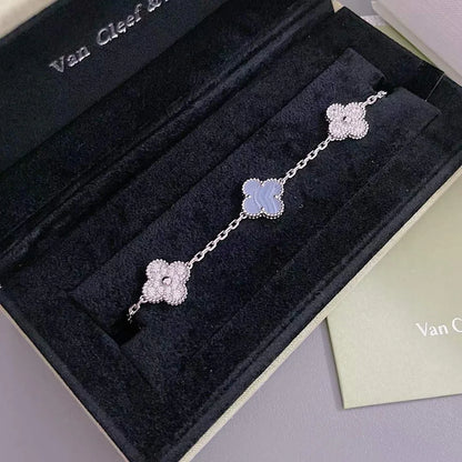 [Favorite]LUCKY CLOVER 5-MOTIF BRACELET - PURPLE CHALCEDONY COLLECTION