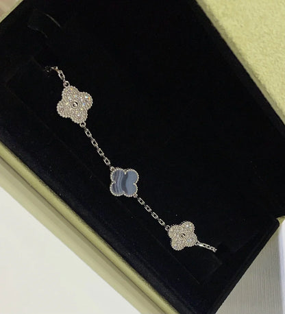 [Favorite]LUCKY CLOVER 5-MOTIF BRACELET - PURPLE CHALCEDONY COLLECTION