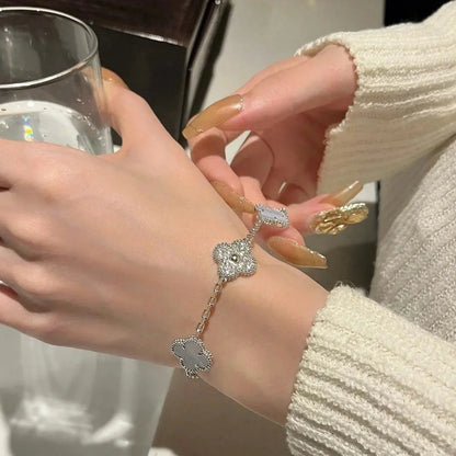 [Favorite]LUCKY CLOVER 5-MOTIF BRACELET - PURPLE CHALCEDONY COLLECTION