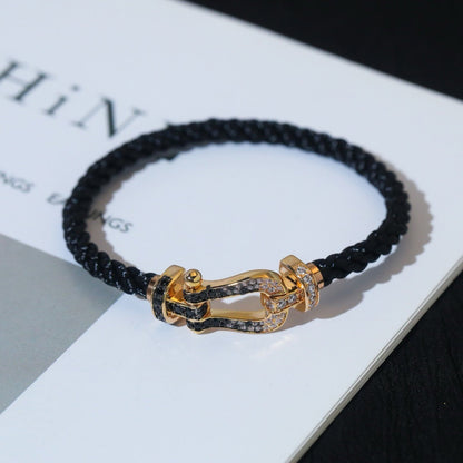 [Favorite]FORCE LARGE HORSESHOE BLACK & WHITE DIAMOND BRACELET - ROSE GOLD