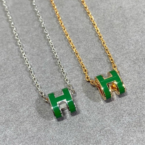 [Favorite]POP H GREEN NECKLACE SILVER AND GOLD