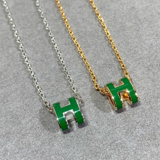 [Favorite]POP H GREEN NECKLACE SILVER AND GOLD