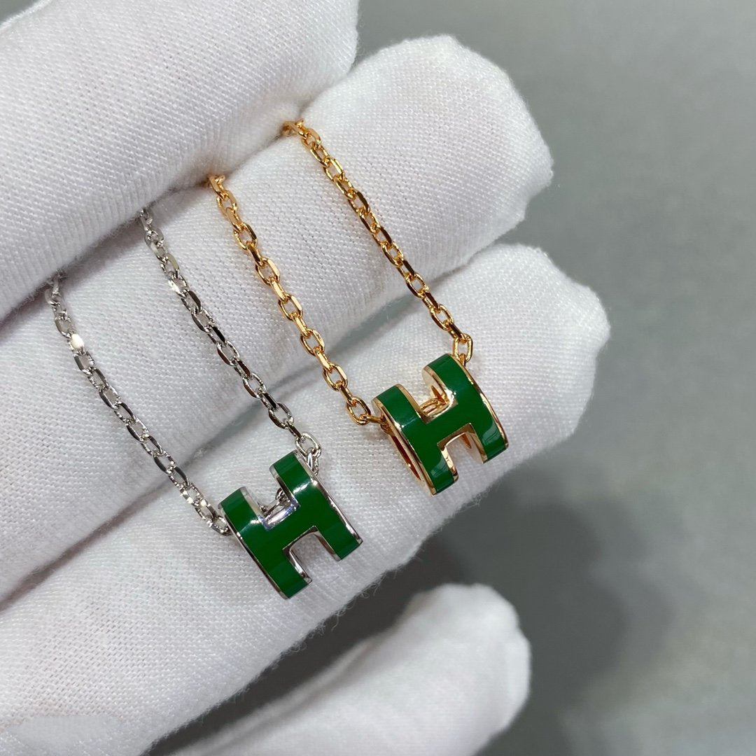[Favorite]POP H GREEN NECKLACE SILVER AND GOLD
