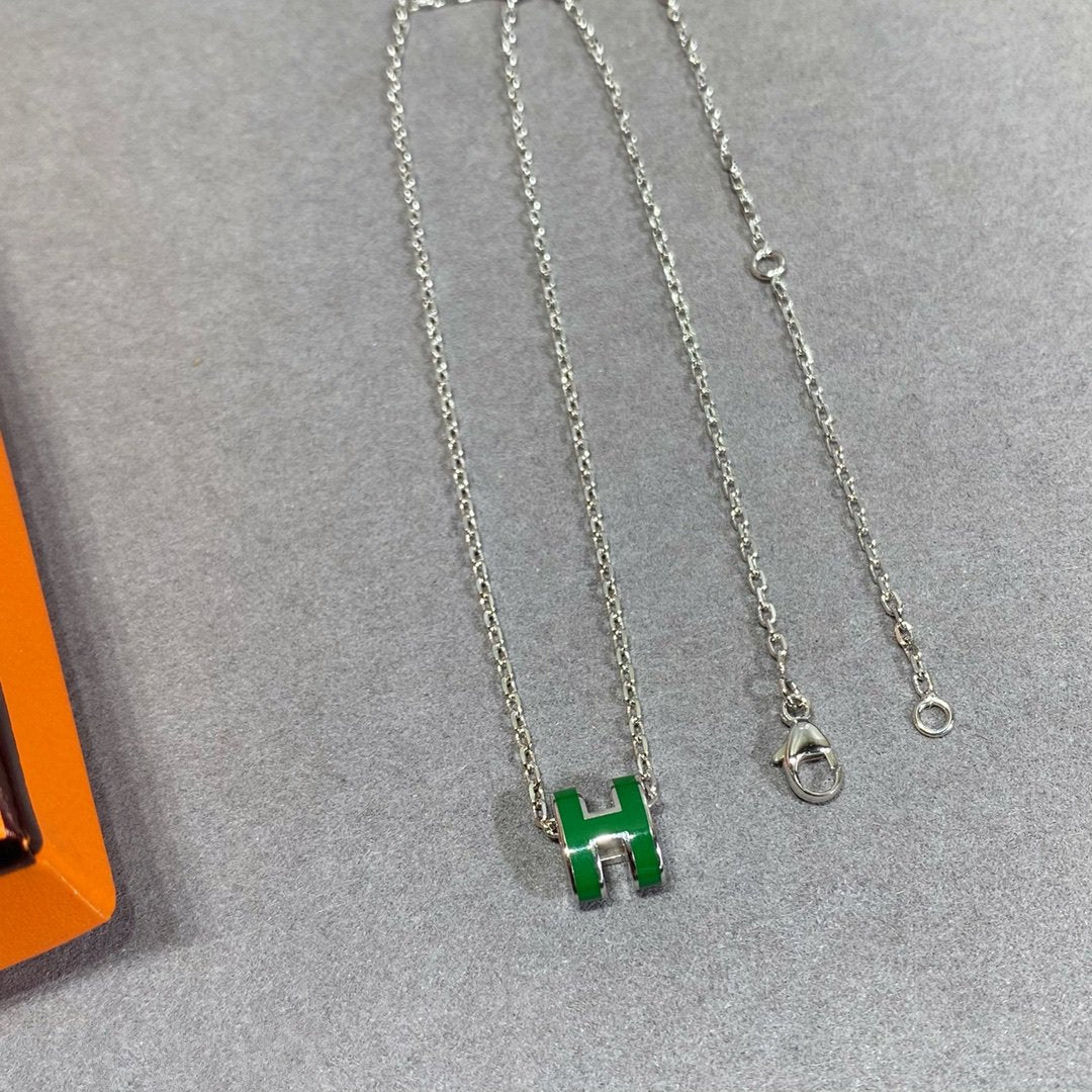[Favorite]POP H GREEN NECKLACE SILVER AND GOLD