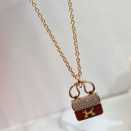 [Favorite]CONSTANCE RED PEDANT ROSE GOLD NECKLACE