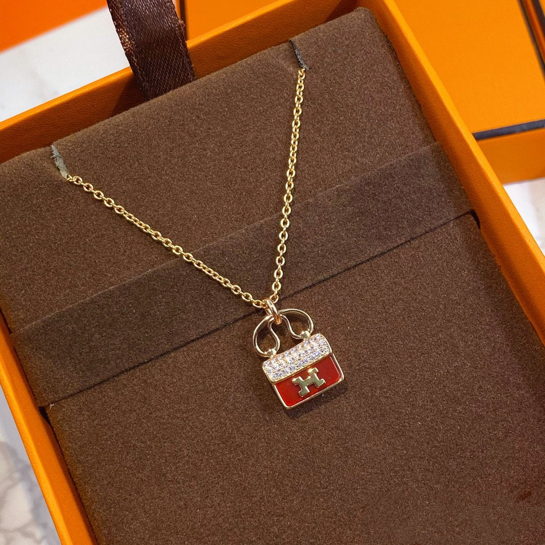 [Favorite]CONSTANCE RED PEDANT ROSE GOLD NECKLACE