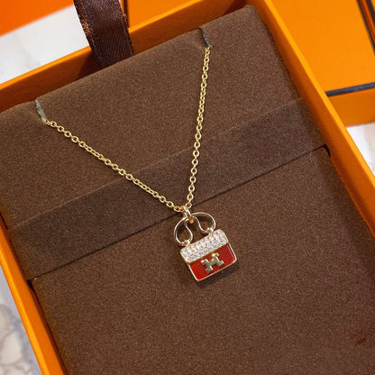 [Favorite]CONSTANCE RED PEDANT ROSE GOLD NECKLACE