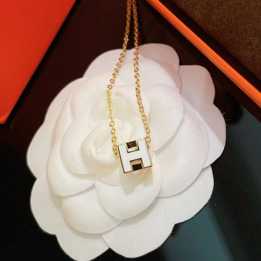 [Favorite]H WHITE SQUARE GOLD NECKLACE