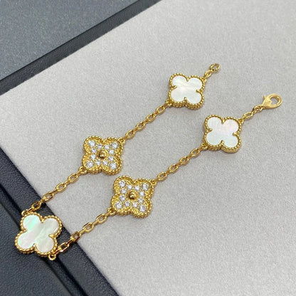 [Favorite]LUCKY CLOVER 5-MOTIF BRACELET - WHITE MOTHER-OF-PEARL COLLECTION
