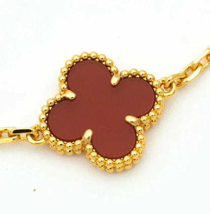 [Favorite]LUCKY CLOVER 5-MOTIF BRACELET - RED CARNELIAN COLLECTION