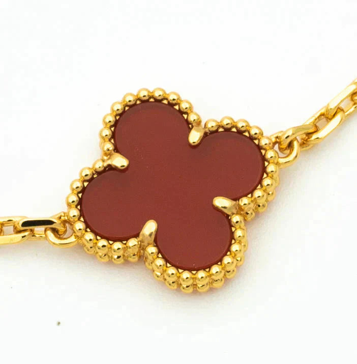 [Favorite]LUCKY CLOVER 5-MOTIF BRACELET - RED CARNELIAN COLLECTION