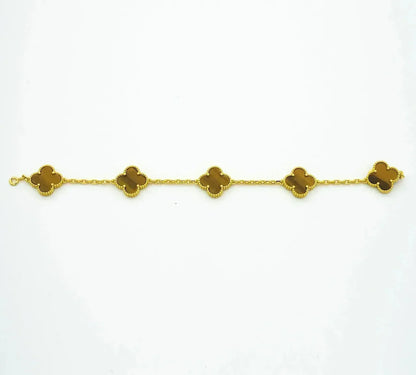 [Favorite]LUCKY CLOVER 5-MOTIF BRACELET -  TIGER’S EYE COLLECTION