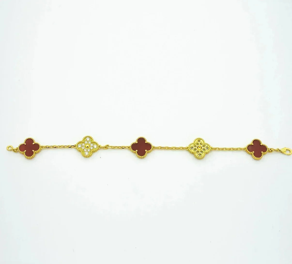 [Favorite]LUCKY CLOVER 5-MOTIF BRACELET - RED CARNELIAN COLLECTION
