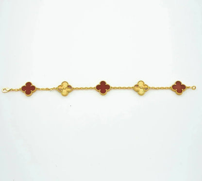 [Favorite]LUCKY CLOVER 5-MOTIF BRACELET - RED CARNELIAN COLLECTION
