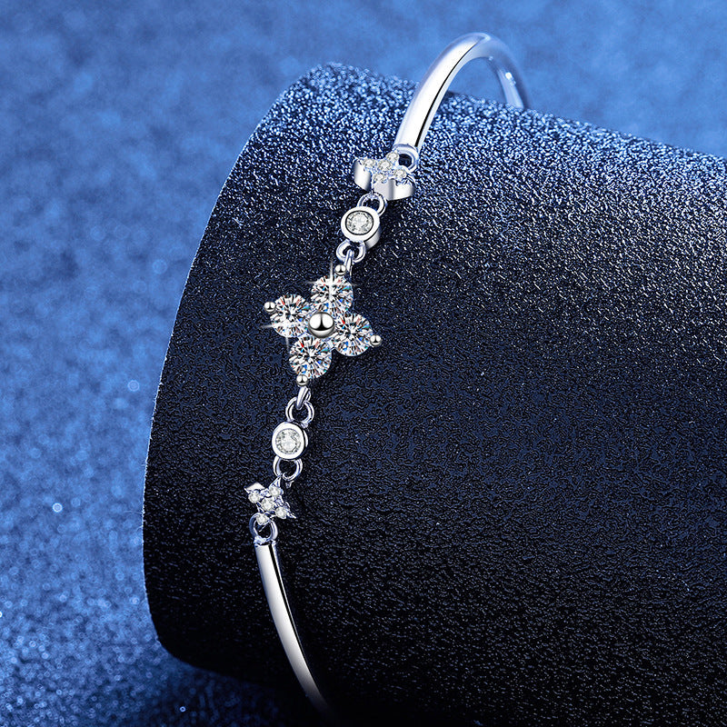 [Favorite]CLOVER & TWIN-STAR MOISSANITE BRACELET