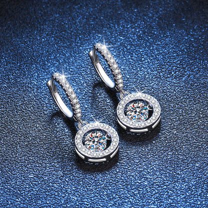 [Favorite]DANCING MOISSANITE HALO DROP HOOP EARRINGS