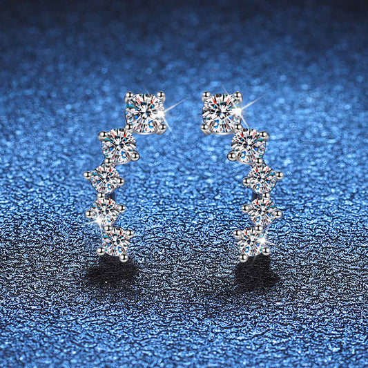 [Favorite]SPARKLING SMILE ARC MOISSANITE STUD EARRINGS