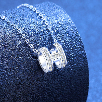 [Favorite]FULL-PAVE "H" MOISSANITE PENDANT NECKLACE