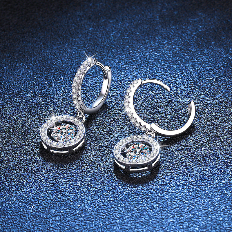 [Favorite]DANCING MOISSANITE HALO DROP HOOP EARRINGS