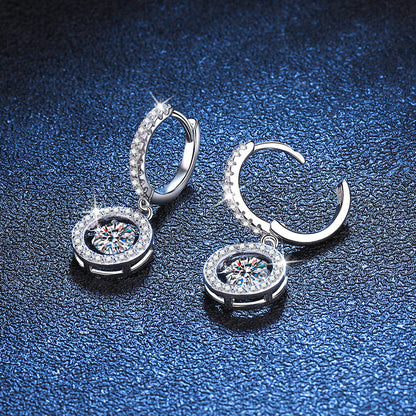 [Favorite]DANCING MOISSANITE HALO DROP HOOP EARRINGS