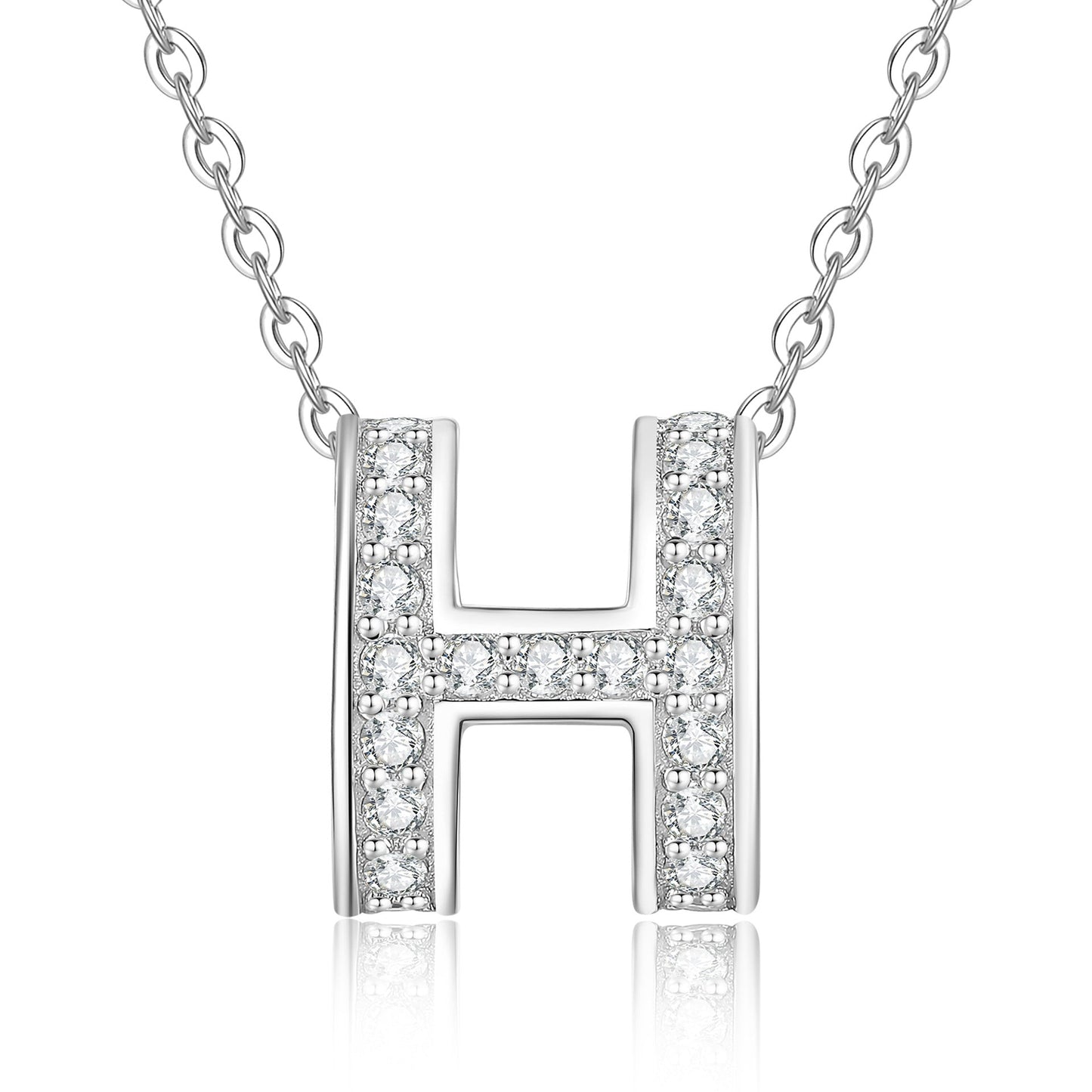 [Favorite]FULL-PAVE "H" MOISSANITE PENDANT NECKLACE