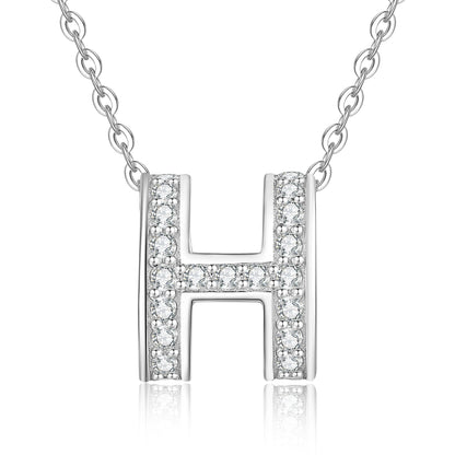 [Favorite]FULL-PAVE "H" MOISSANITE PENDANT NECKLACE