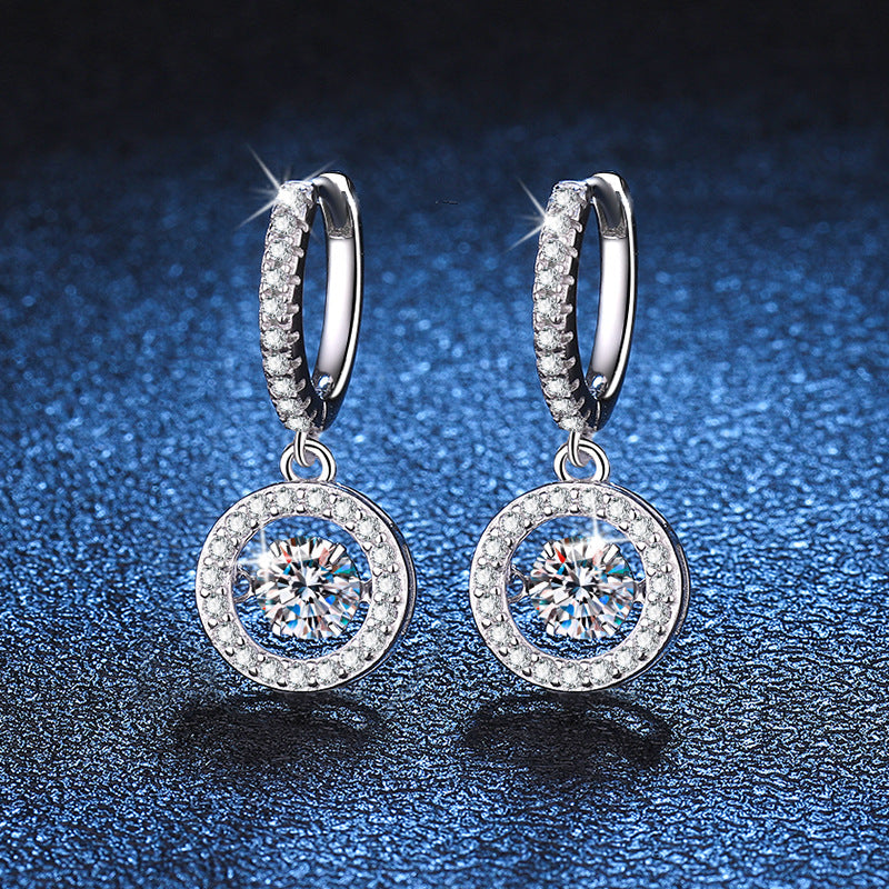 [Favorite]DANCING MOISSANITE HALO DROP HOOP EARRINGS