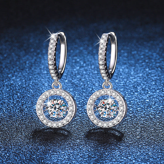 [Favorite]DANCING MOISSANITE HALO DROP HOOP EARRINGS
