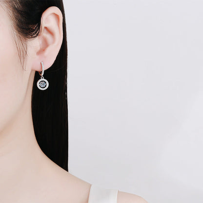 [Favorite]DANCING MOISSANITE HALO DROP HOOP EARRINGS