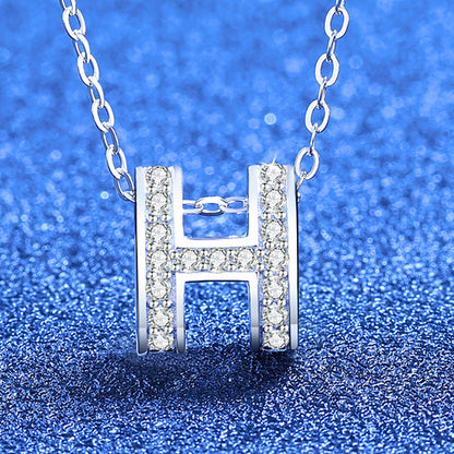 [Favorite]FULL-PAVE "H" MOISSANITE PENDANT NECKLACE