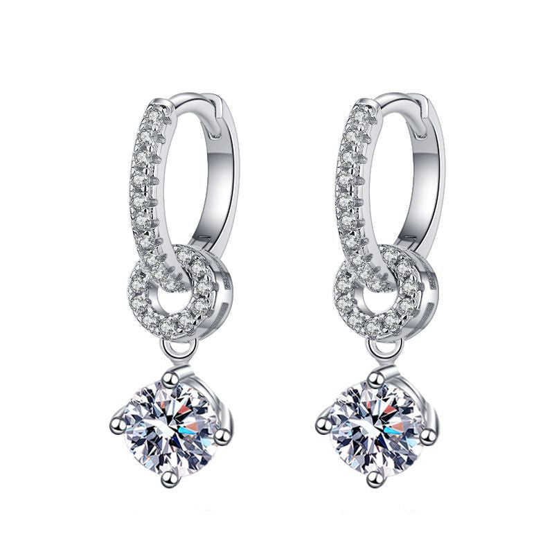 [Favorite]INTERLOCKING DOUBLE RING MOISSANITE DROP EARRINGS