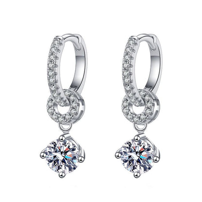 [Favorite]INTERLOCKING DOUBLE RING MOISSANITE DROP EARRINGS