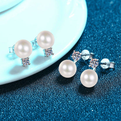 [Favorite]ELEGANT NATURAL PEARL & MOISSANITE DROP EARRINGS