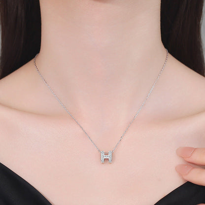[Favorite]FULL-PAVE "H" MOISSANITE PENDANT NECKLACE