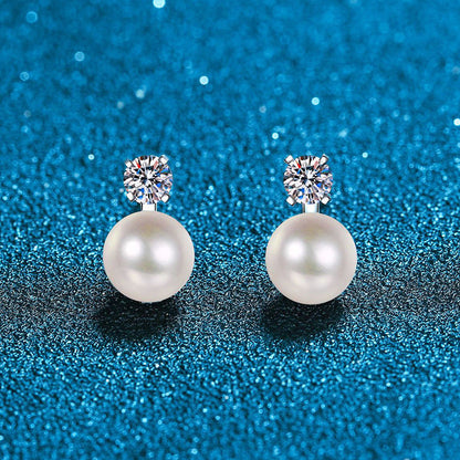 [Favorite]ELEGANT NATURAL PEARL & MOISSANITE DROP EARRINGS