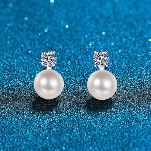 [Favorite]ELEGANT NATURAL PEARL & MOISSANITE DROP EARRINGS