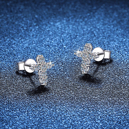 [Favorite]SPARKLING CROSS MOISSANITE STUD EARRINGS