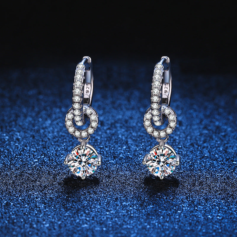 [Favorite]INTERLOCKING DOUBLE RING MOISSANITE DROP EARRINGS
