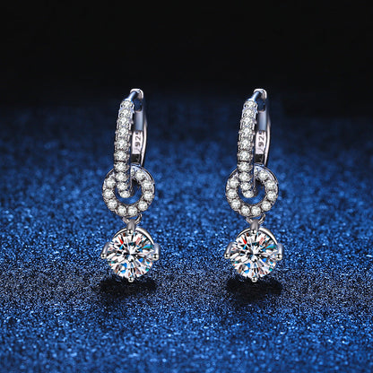 [Favorite]INTERLOCKING DOUBLE RING MOISSANITE DROP EARRINGS
