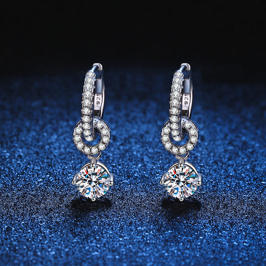 [Favorite]INTERLOCKING DOUBLE RING MOISSANITE DROP EARRINGS