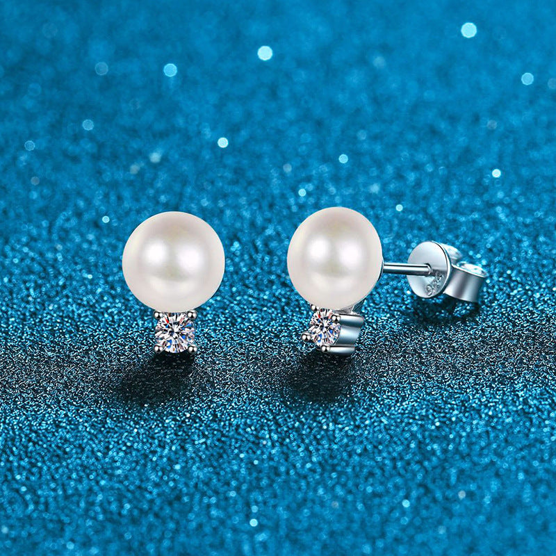 [Favorite]ELEGANT NATURAL PEARL & MOISSANITE DROP EARRINGS