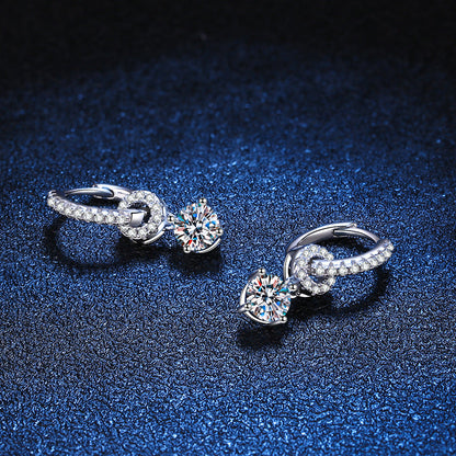 [Favorite]INTERLOCKING DOUBLE RING MOISSANITE DROP EARRINGS