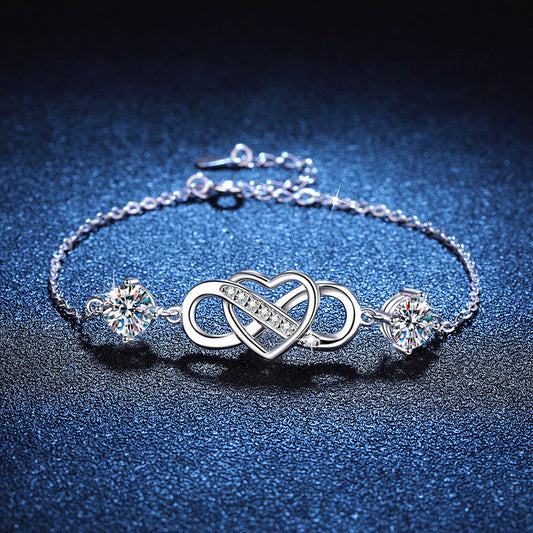 [Favorite]DOUBLE-STONE "LOVE LINK" MOISSANITE BRACELET