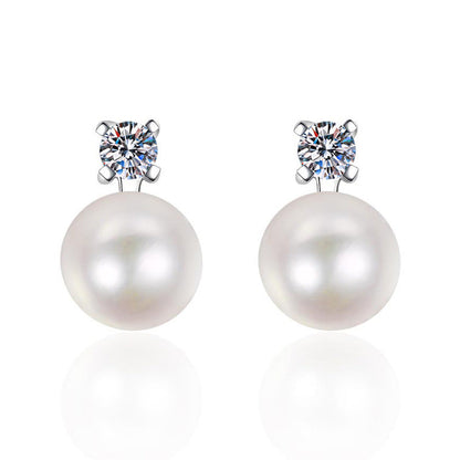 [Favorite]ELEGANT NATURAL PEARL & MOISSANITE DROP EARRINGS